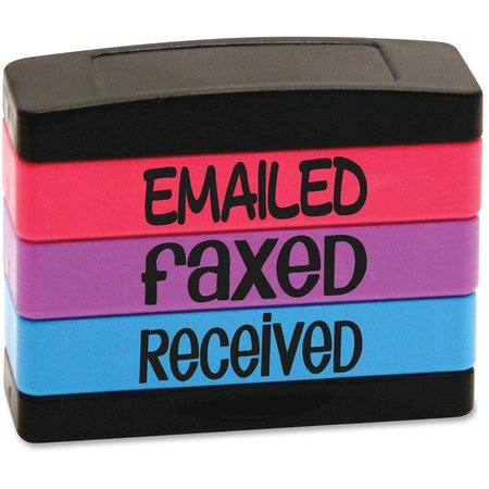 STACKSTAMP Stamp, Emailed/Faxed/Received, 5/8"x1-13/16", Assorted USS8800